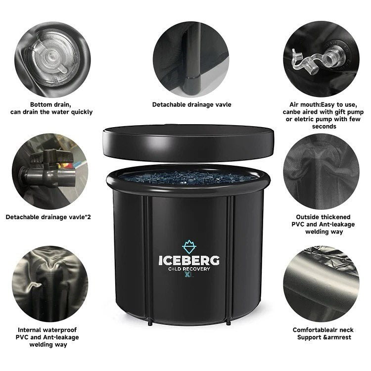 ICEBERG XL EDITION Outdoor Ice Bath Cold Plunge Tub with Lid and Cover 50% Thick