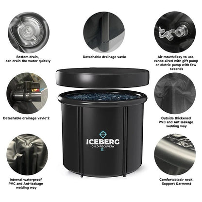 ICEBERG XL EDITION Outdoor Ice Bath Cold Plunge Tub with Lid and Cover 50% Thick