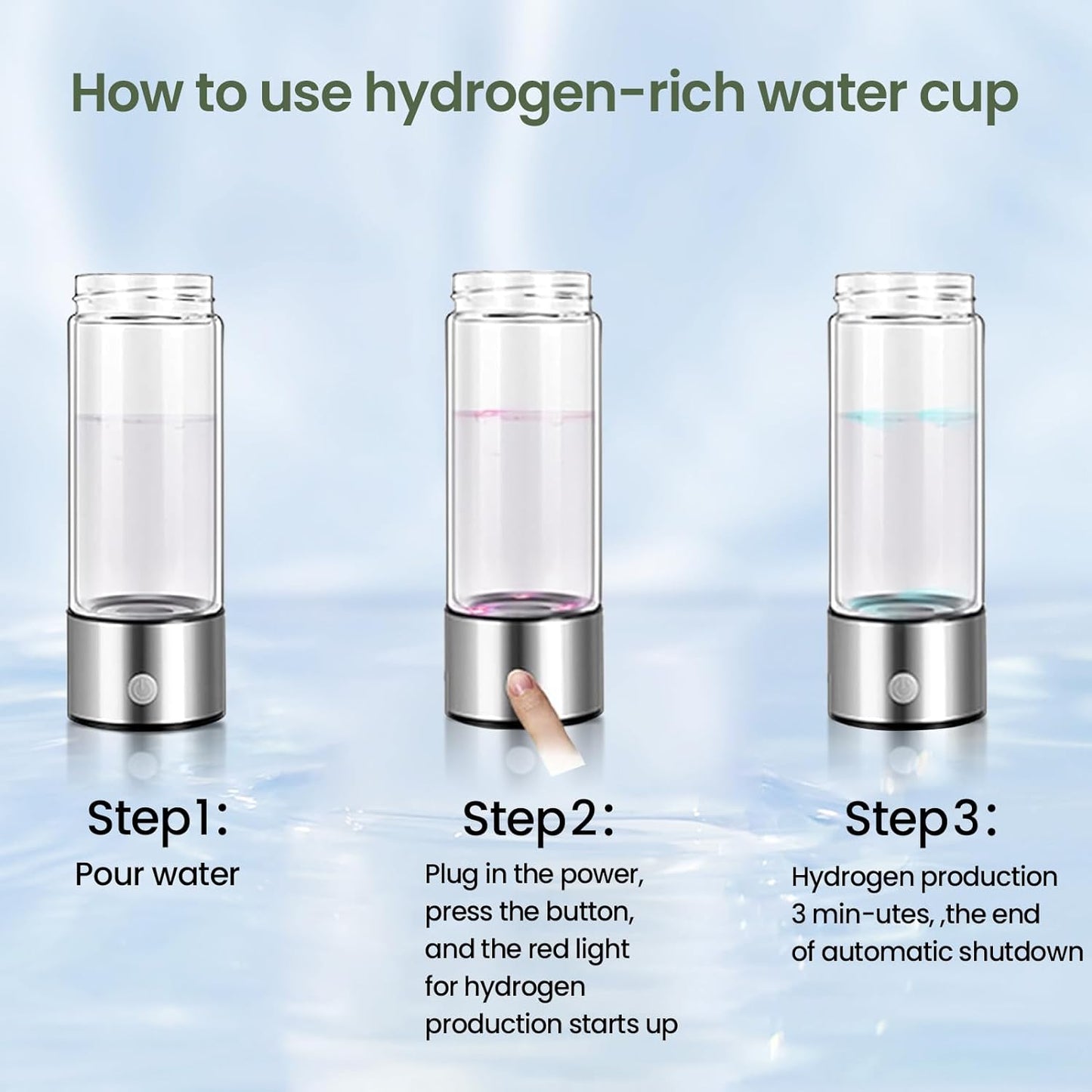 Iceberg Hydrogen Rich Portable Water Bottle | 420ml Capacity | USB Rechargeable