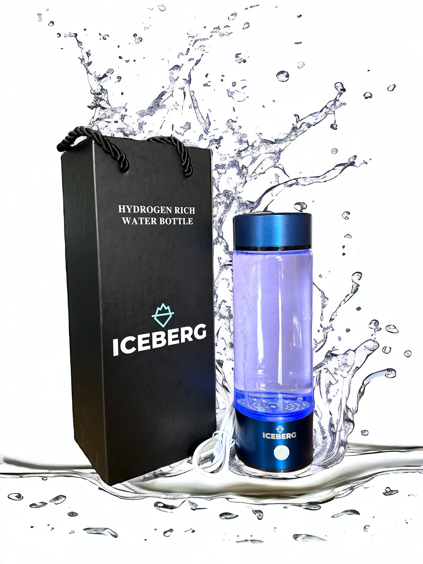 Iceberg Hydrogen Rich Portable Water Bottle | 420ml Capacity | USB Rechargeable