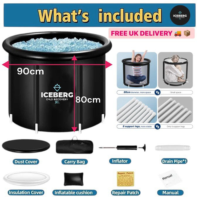 ICEBERG XL EDITION Outdoor Ice Bath Cold Plunge Tub with Lid and Cover 50% Thick
