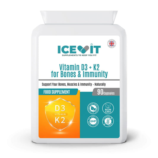 Icevit Vitamin D3 + K2 supplement packaging on a white background