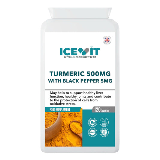 ICEVIT Turmeric 500 mg with Black Pepper 5 mg bottle front view