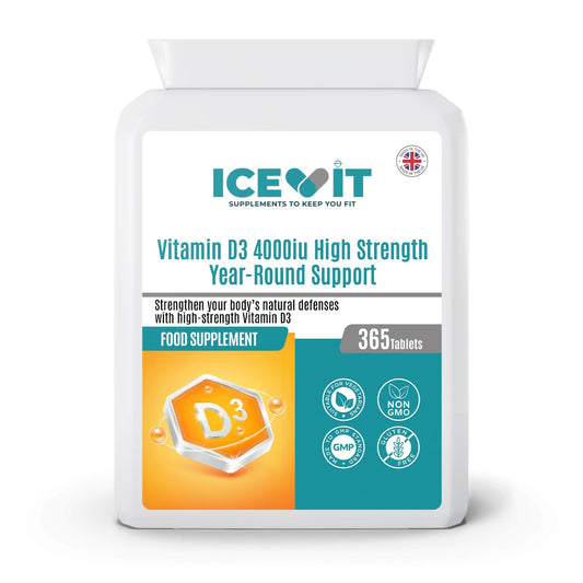 ICEVIT Vitamin D3 4000 IU 365 tablets bottle front view
